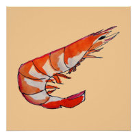 Prawn shrimp seafood art illustration