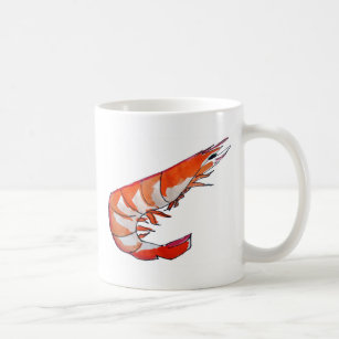 Prawn shrimp seafood kitsch art coffee mug