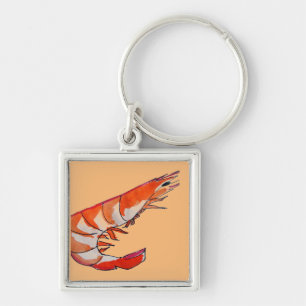 Prawn shrimp seafood kitsch art key ring