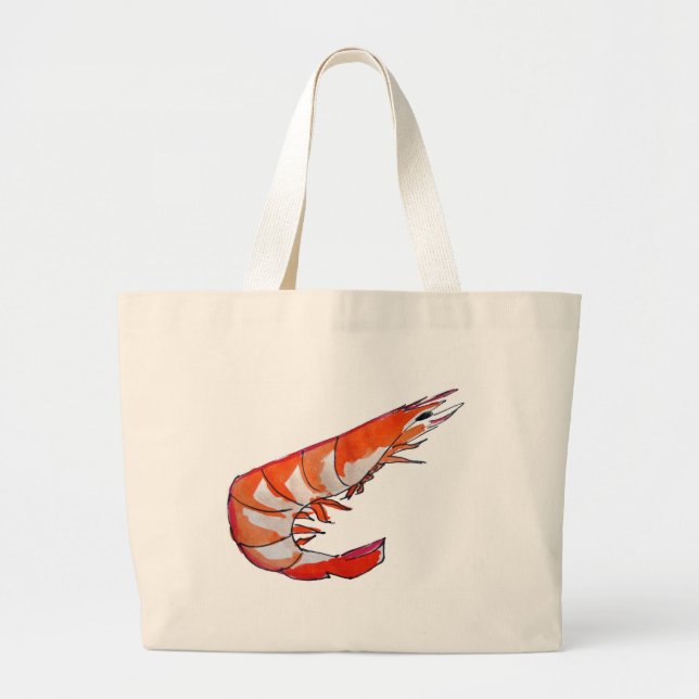 Prawn shrimp seafood kitsch art large tote bag (Front)