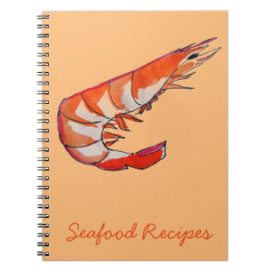 Prawn shrimp seafood kitsch art notebook