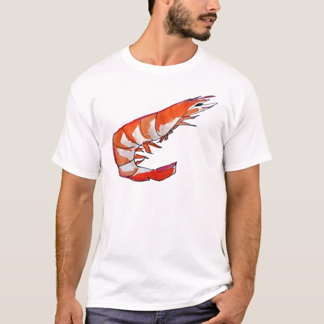 Prawn shrimp seafood kitsch art T-Shirt (Front)