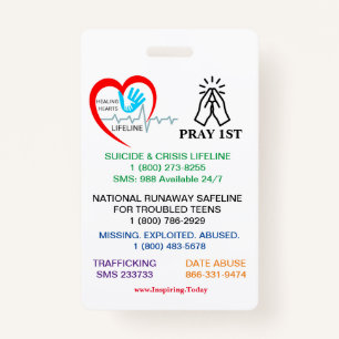 PRAY 1ST YOUTH LIFELINE BADGE ID BADGE