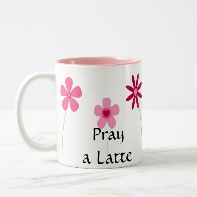 Pray a Latte 1 Thess. 5:17 Two-Tone Coffee Mug (Left)