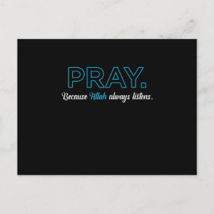 Pray Allah Always Listens Muslim Islam Namaz Gift Postcard