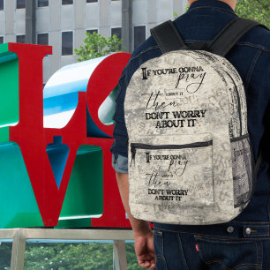 Pray And Don't Worry Christian Faith Inspirational Printed Backpack