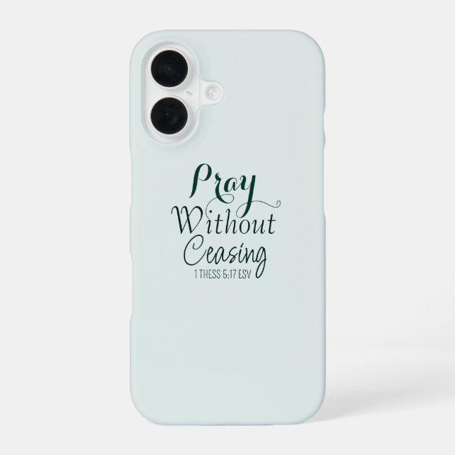 Pray Bible Verse Christian Prayer Light Green iPhone 16 Case (Back)