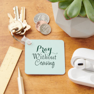 Pray Bible Verse Christian Prayer Light Green Key Ring