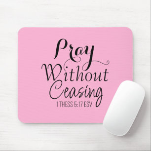 Pray Bible Verse Christian Prayer Light Pink Mouse Mat