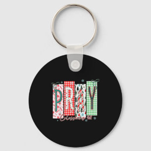 Pray Christmas Santa Coquette Bow Women Girls Key Ring