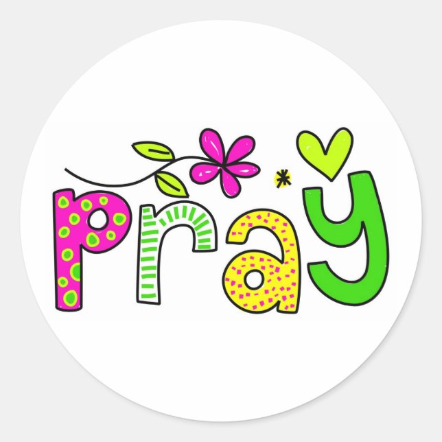 Pray Classic Round Sticker (Front)