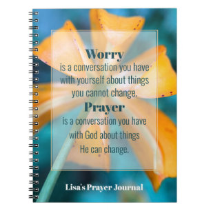 Pray don't Worry Orange Flower Prayer Journal