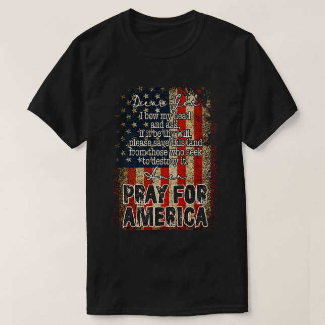 Pray For America Christian American Flag Prayer Th T-Shirt (Design Front)