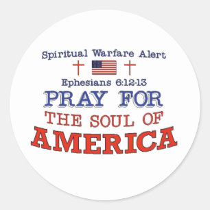 PRAY FOR AMERICA CLASSIC ROUND STICKER