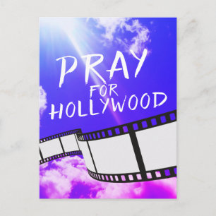 Pray for Hollywood in Sky Purple Postcard