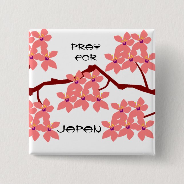 PRAY FOR JAPAN 15 CM SQUARE BADGE (Front)