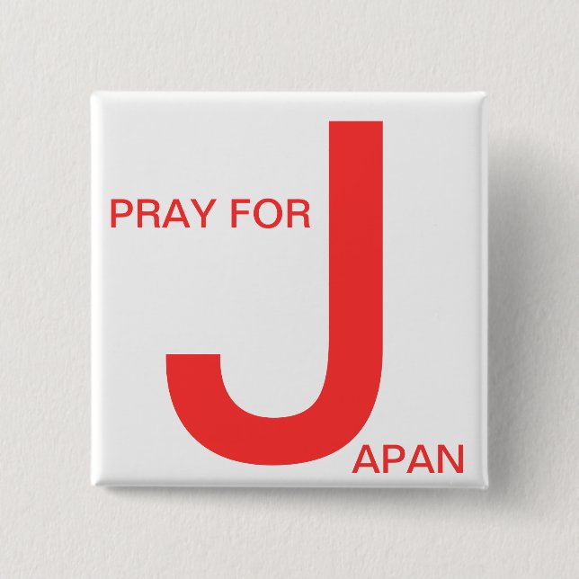 PRAY FOR JAPAN 15 CM SQUARE BADGE (Front)