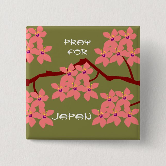 PRAY FOR JAPAN 15 CM SQUARE BADGE (Front)