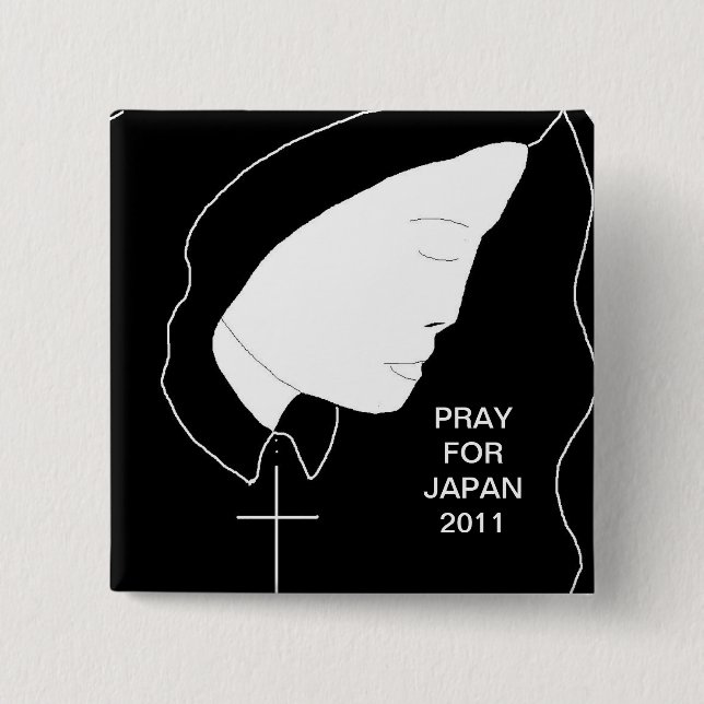 PRAY FOR JAPAN 2011 15 CM SQUARE BADGE (Front)