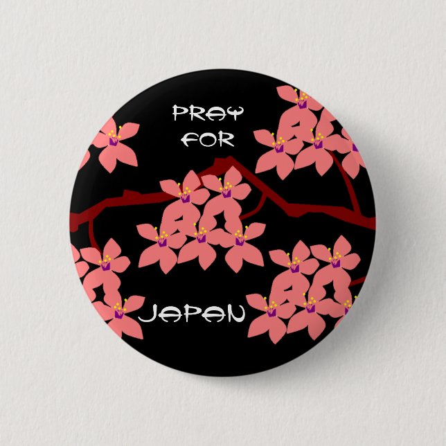 PRAY FOR JAPAN 6 CM ROUND BADGE (Front)