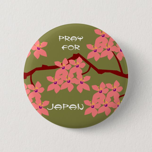PRAY FOR JAPAN 6 CM ROUND BADGE (Front)