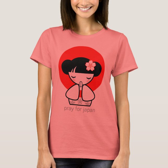 Pray for Japan Kokeshi Doll T-Shirt (Front)