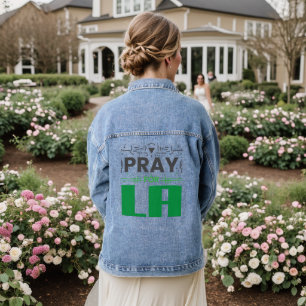 Pray for LA • Prayer for Los Angeles Throw Pillow Denim Jacket