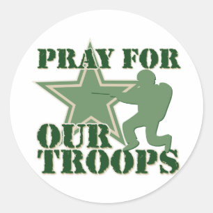 Pray for our troops classic round sticker