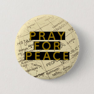 PRAY FOR PEACE 6 CM ROUND BADGE