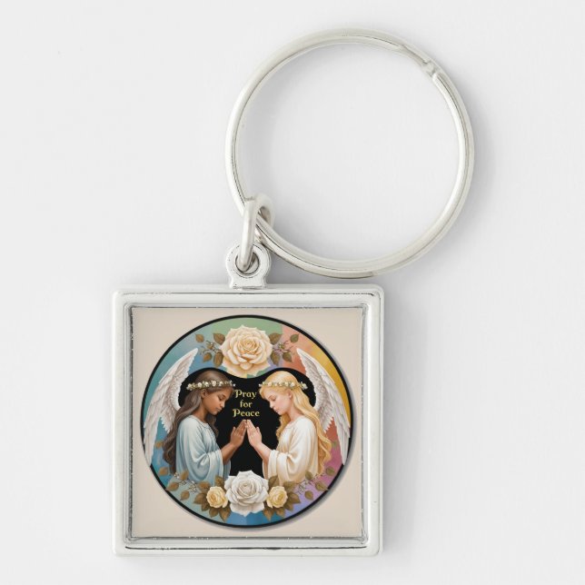 Pray for Peace Angels Key Ring (Front)
