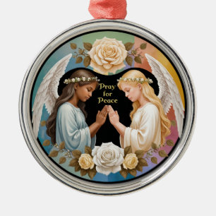 Pray for Peace Angels Metal Tree Decoration