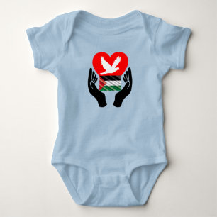 Pray for Peace in Palestine Peace Dove Heart Baby Bodysuit