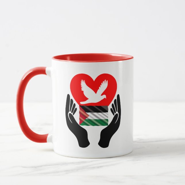 Pray for Peace in Palestine | Peace Dove Heart  Mug (Left)