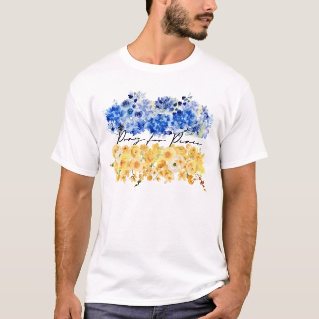 Pray for Peace & Peace in Ukraine & Watercolours. T-Shirt (Front)
