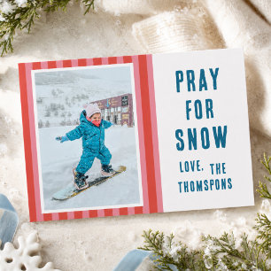Pray for Snow Ski Holiday Photo Card