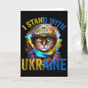 Pray For Support Ukrainian Cat Soldier Stand With Card