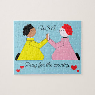 Pray for the Country & Hearts:  Light Blue Jigsaw Puzzle