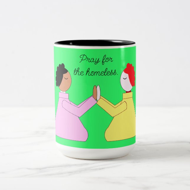 Pray for the Homeless:  Green Two-Tone Coffee Mug (Center)