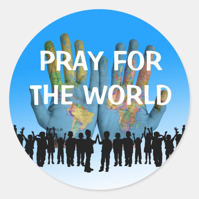 Pray for the world classic round sticker (Front)