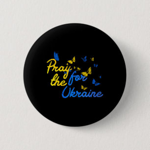 Pray For Ukraine Butterfly Ukraine Stand With Ukra 6 Cm Round Badge