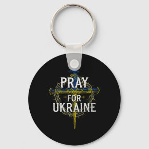 Pray For Ukraine Cross Christian Support Ukraine ( Key Ring