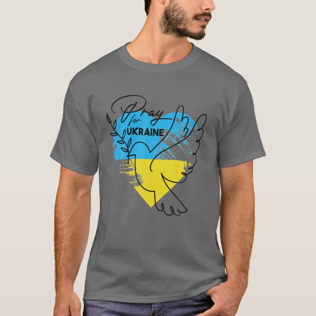 Pray For Ukraine Flag Free Ukraine - I Support Ukr T-Shirt (Front)