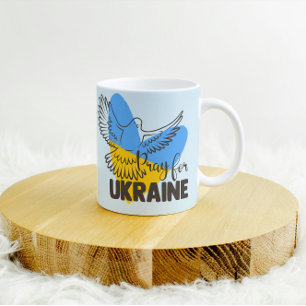 Pray For Ukraine Heart and Dove Coffee Mug