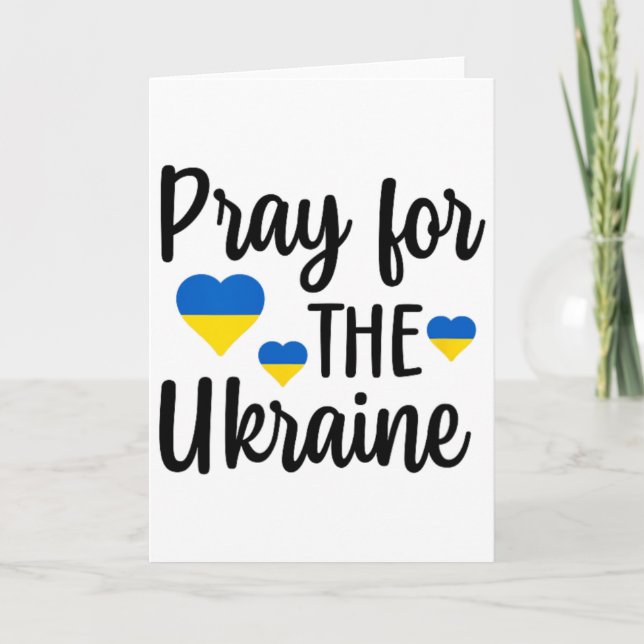 Pray For Ukraine Heart  Card (Front)
