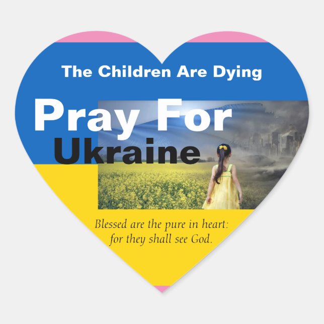 Pray For Ukraine   Heart Sticker (Front)