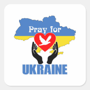 Pray for Ukraine - Peace & Love Square Sticker