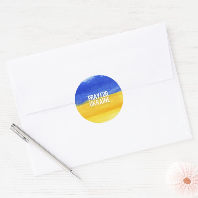Pray for Ukraine Round Sticker (Envelope)