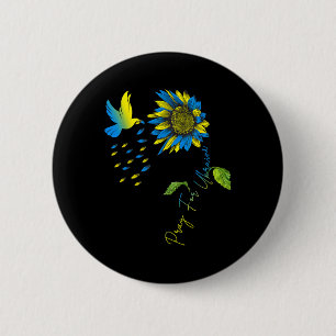Pray For Ukraine Sunflower Ukrainian Flag Ukraine 6 Cm Round Badge