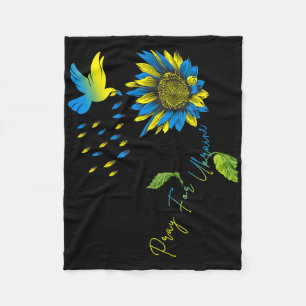 Pray For Ukraine Sunflower Ukrainian Flag Ukraine Fleece Blanket