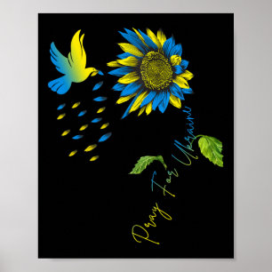 Pray For Ukraine Sunflower Ukrainian Flag Ukraine Poster